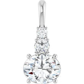 Dainty Three Stone Diamond Pendant Necklace – ½ Carat Round & Oval